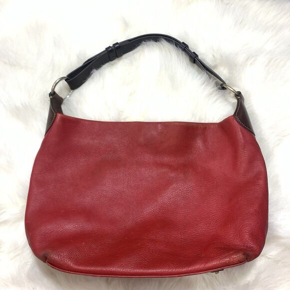 Dooney and Bourke Red Leather Large O Ring Calf Leather Hobo Purse - Picture 6 of 16